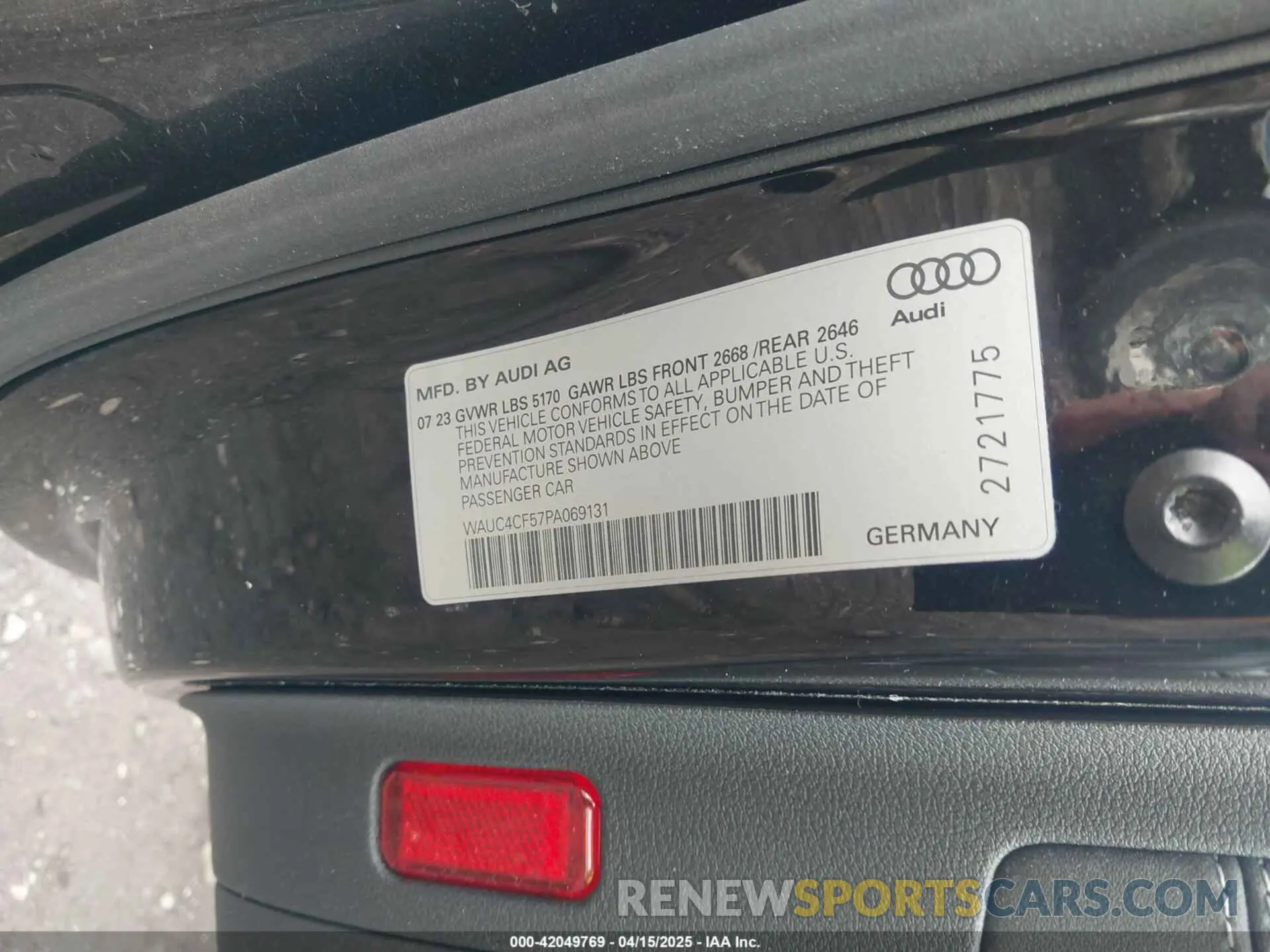 9 Photograph of a damaged car WAUC4CF57PA069131 AUDI S5 SPORTBACK 2023