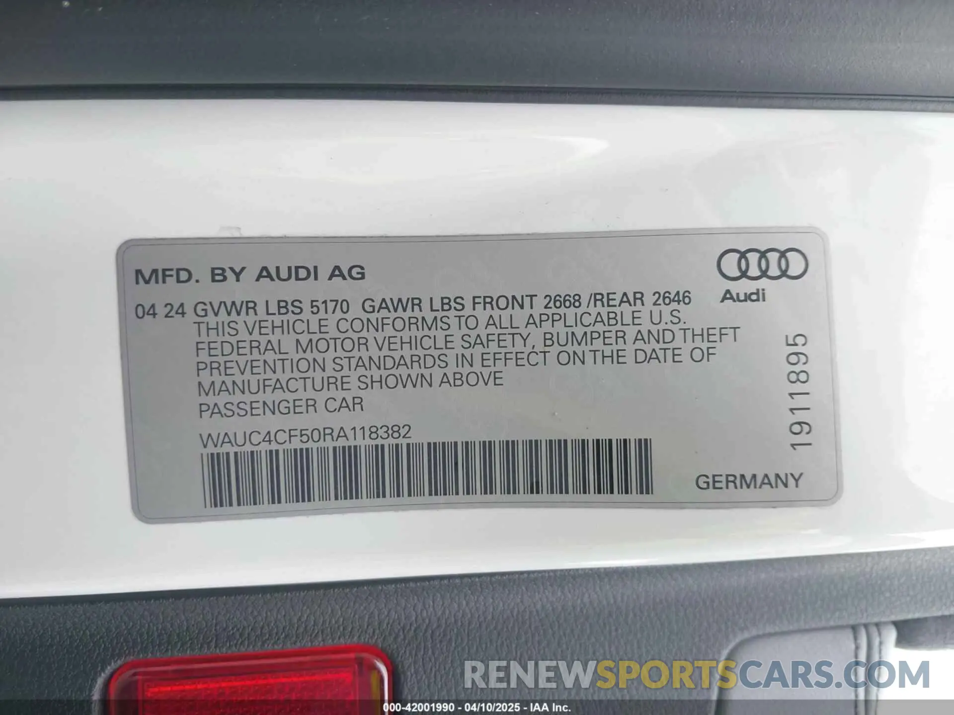 9 Photograph of a damaged car WAUC4CF50RA118382 AUDI S5 SPORTBACK 2024
