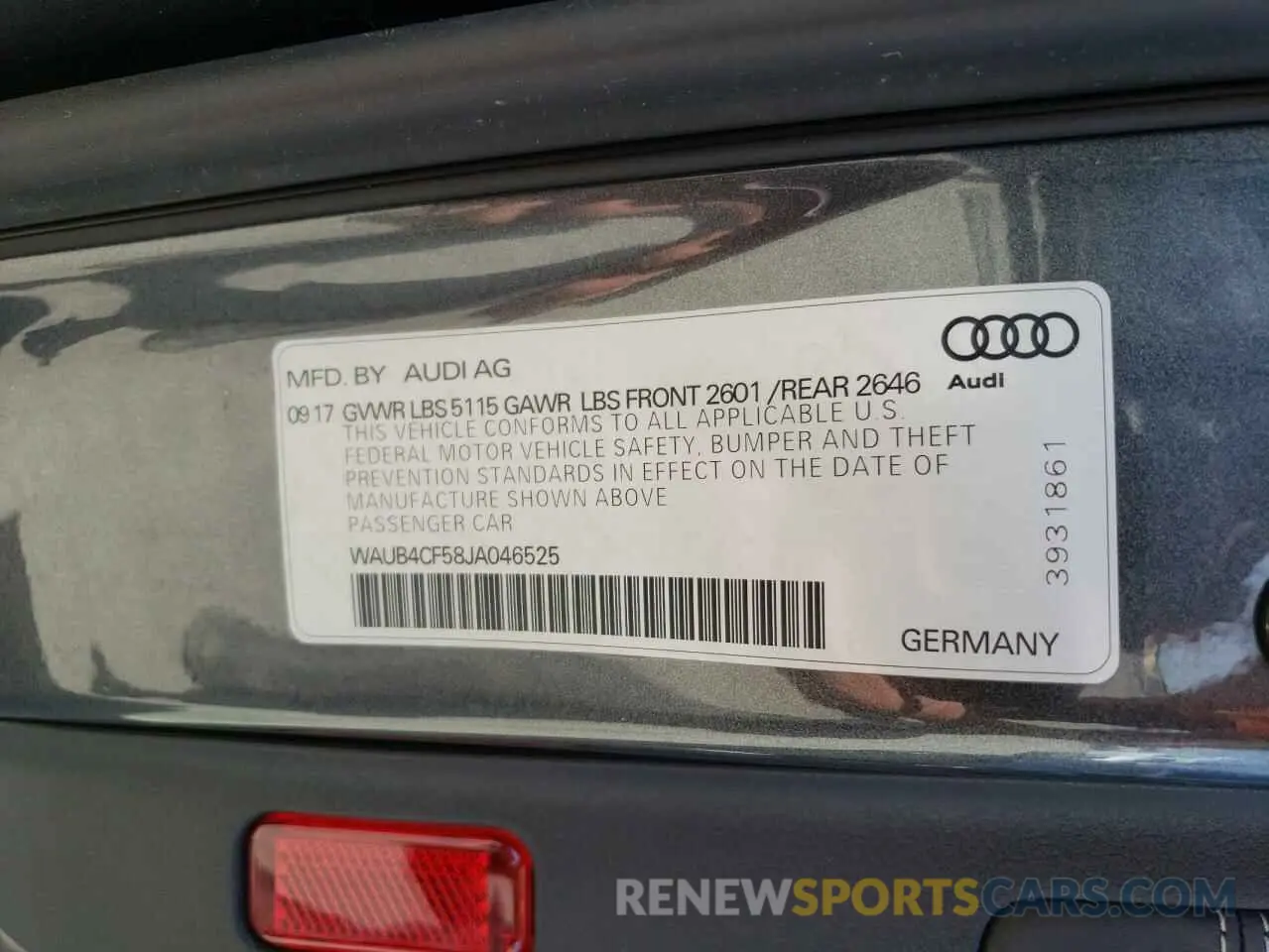 12 Photograph of a damaged car WAUB4CF58JA046525 AUDI S5/RS5 2018