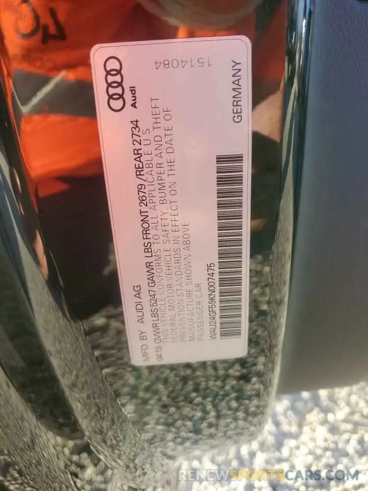 13 Photograph of a damaged car WAU24GF59KN007475 AUDI S5/RS5 2019