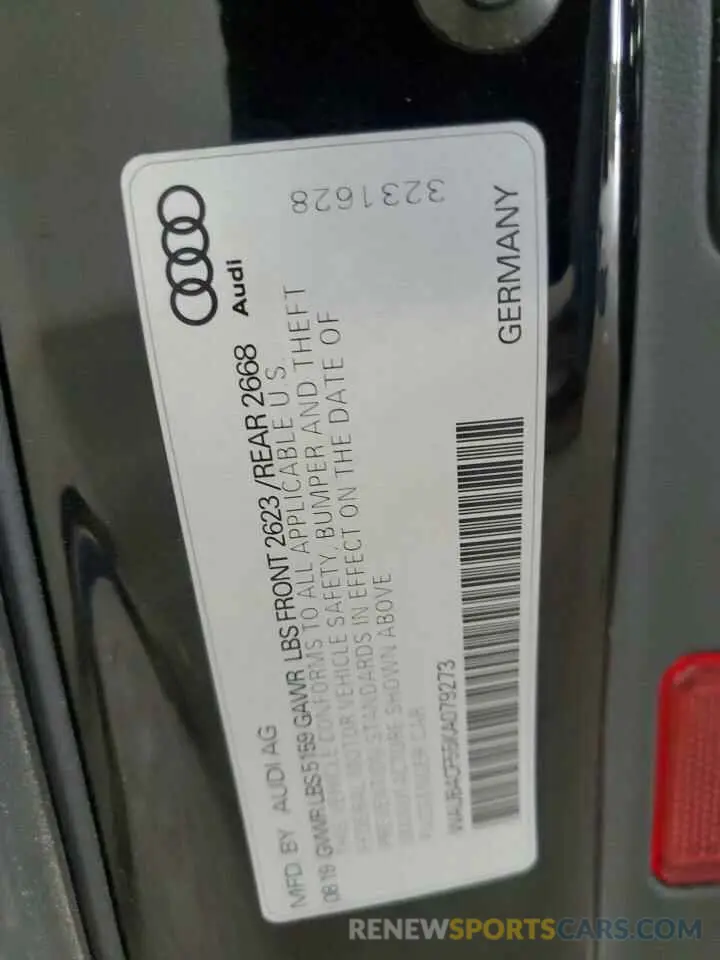 14 Photograph of a damaged car WAUB4CF55KA079273 AUDI S5/RS5 2019