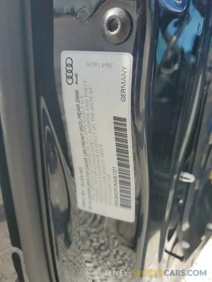 12 Photograph of a damaged car WAUB4CF57KA081221 AUDI S5/RS5 2019