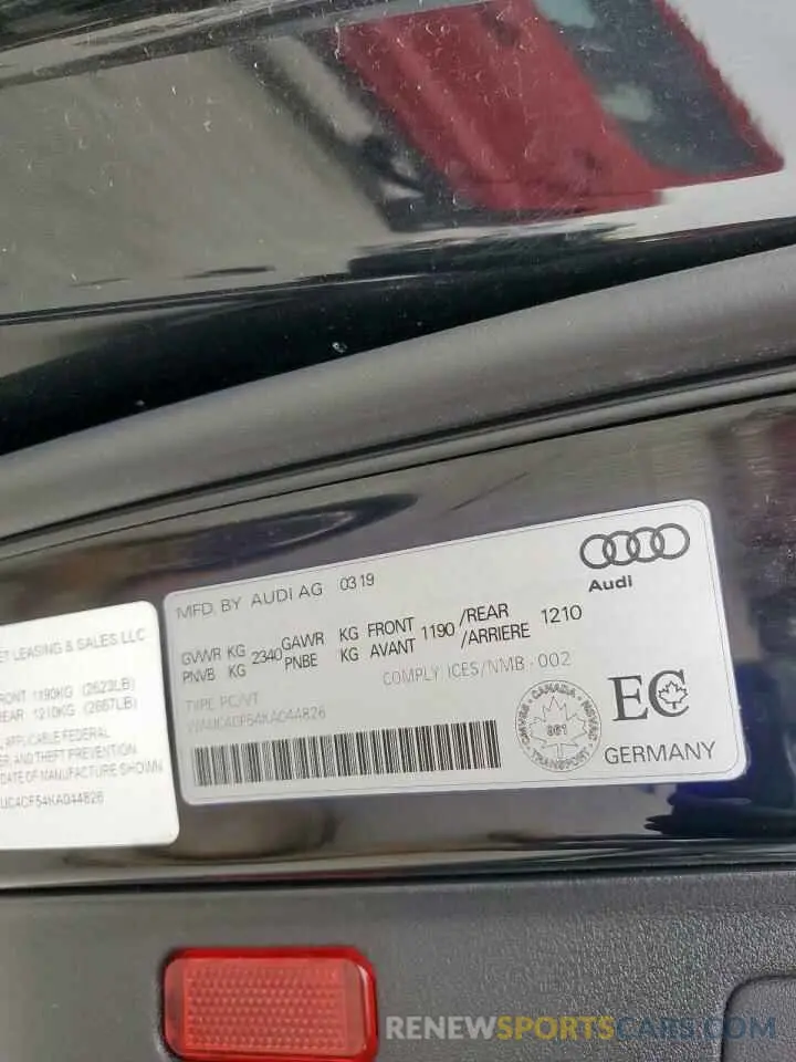 13 Photograph of a damaged car WAUC4CF54KA044826 AUDI S5/RS5 2019