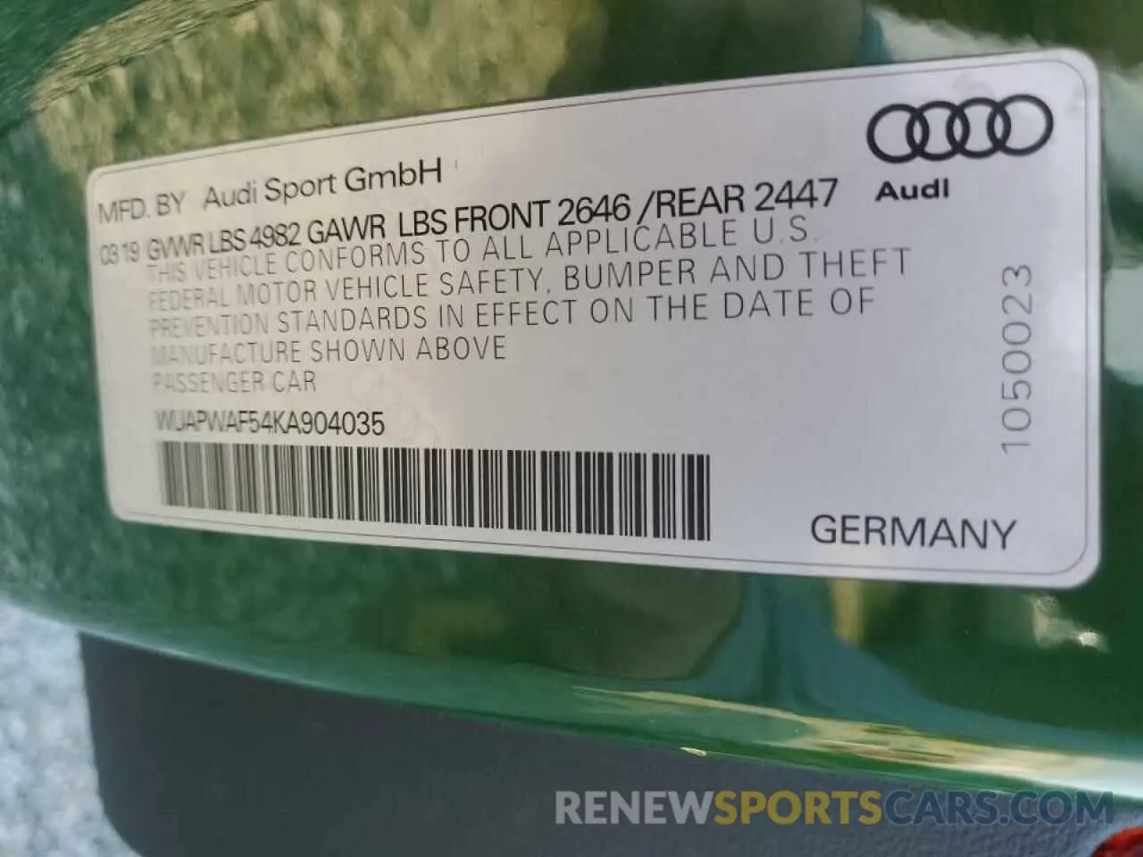12 Photograph of a damaged car WUAPWAF54KA904035 AUDI S5/RS5 2019