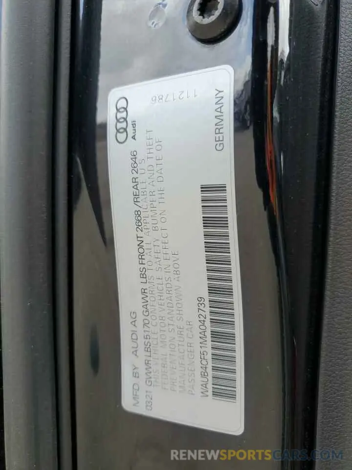 14 Photograph of a damaged car WAUB4CF51MA042739 AUDI S5/RS5 2021