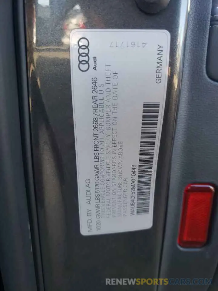 12 Photograph of a damaged car WAUB4CF52MA010446 AUDI S5/RS5 2021