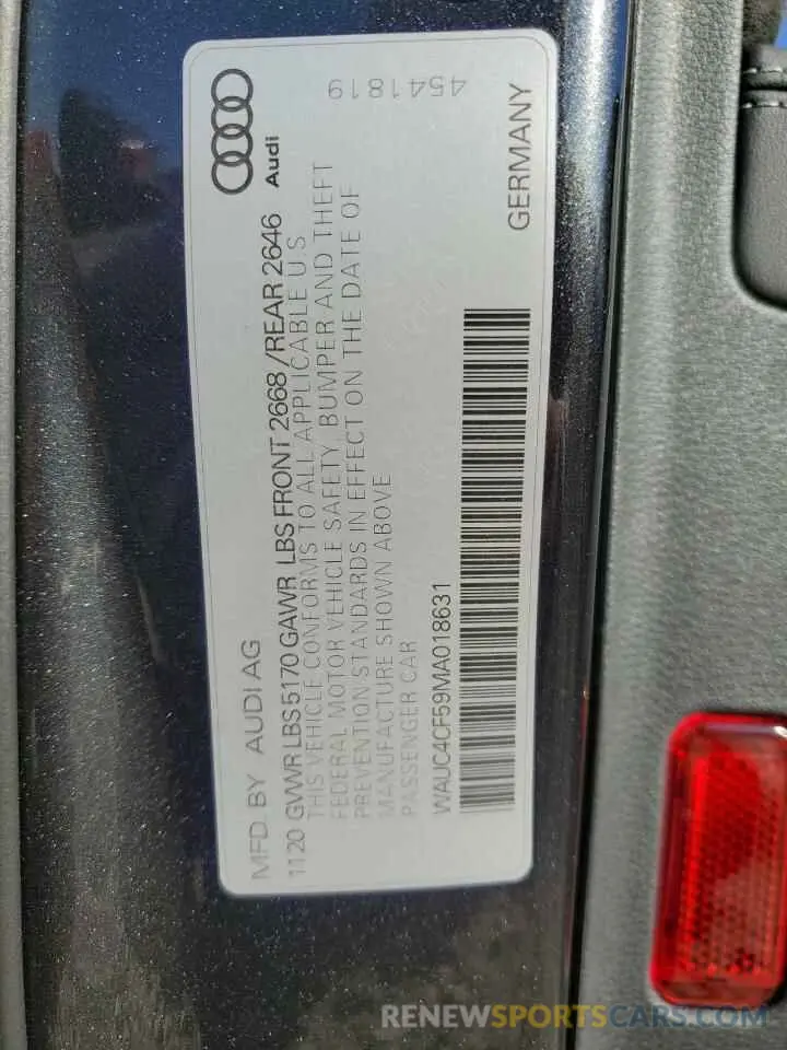 13 Photograph of a damaged car WAUC4CF59MA018631 AUDI S5/RS5 2021