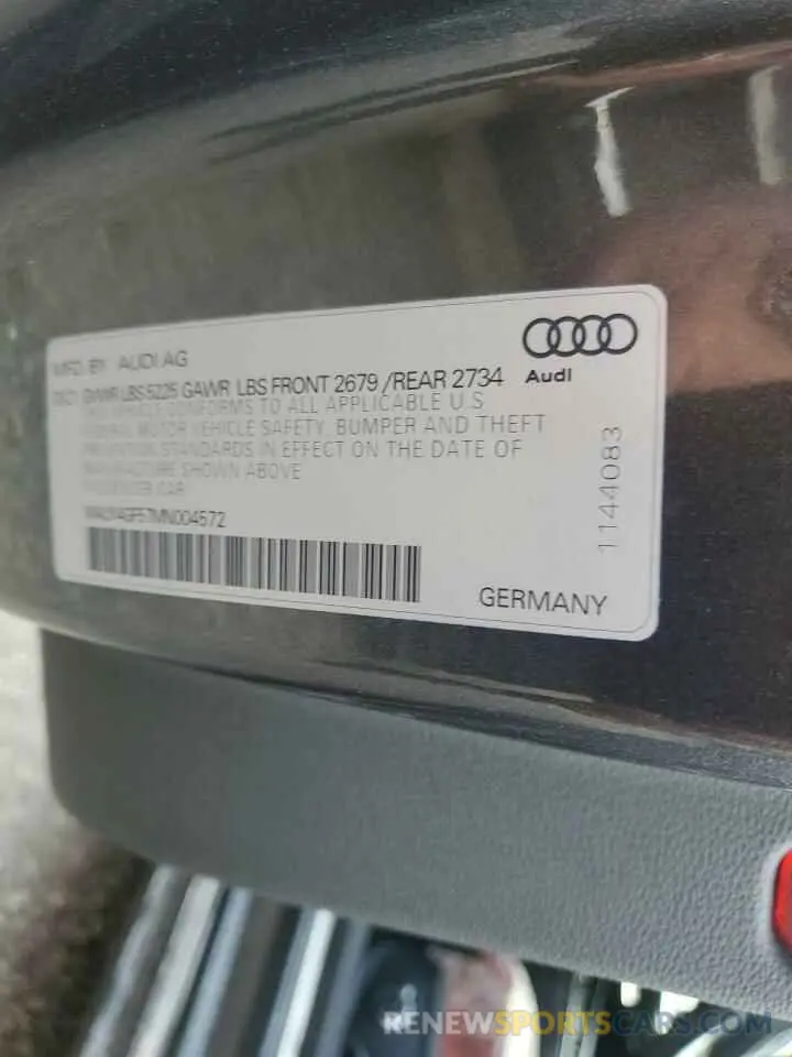 13 Photograph of a damaged car WAUY4GF57MN004572 AUDI S5/RS5 2021