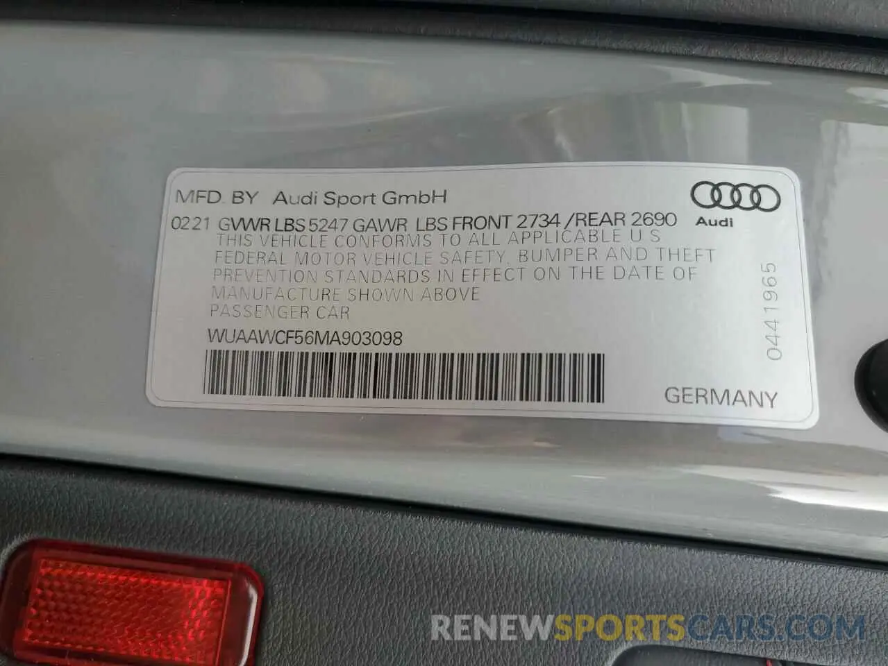 14 Photograph of a damaged car WUAAWCF56MA903098 AUDI S5/RS5 2021