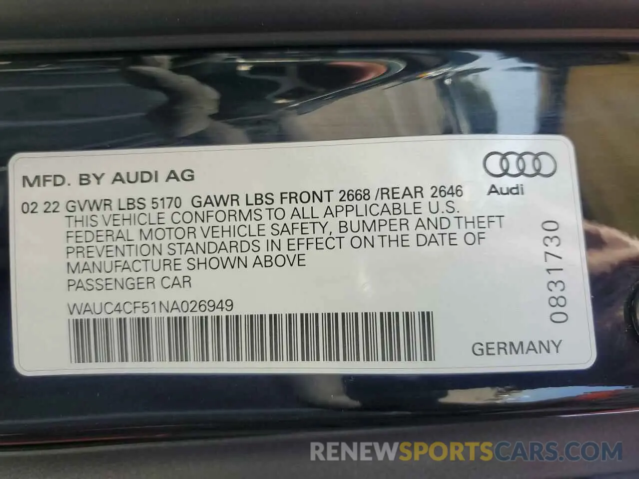 12 Photograph of a damaged car WAUC4CF51NA026949 AUDI S5/RS5 2022