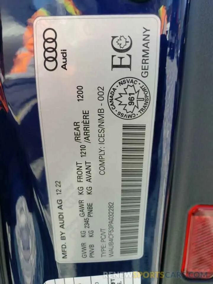 12 Photograph of a damaged car WAUB4CF53PA032282 AUDI S5/RS5 2023