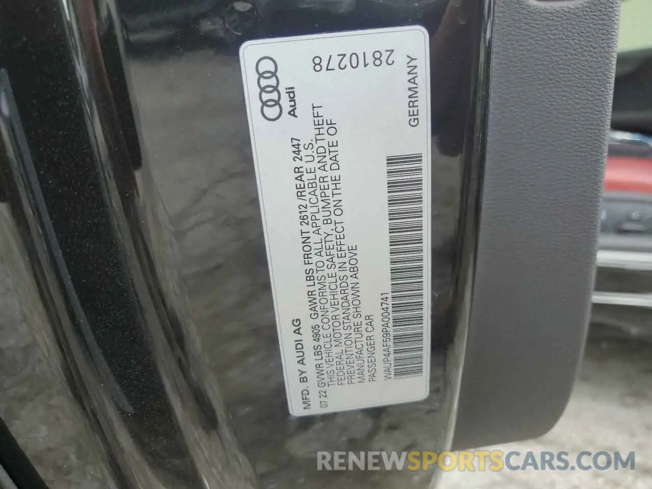 12 Photograph of a damaged car WAUP4AF59PA004741 AUDI S5/RS5 2023