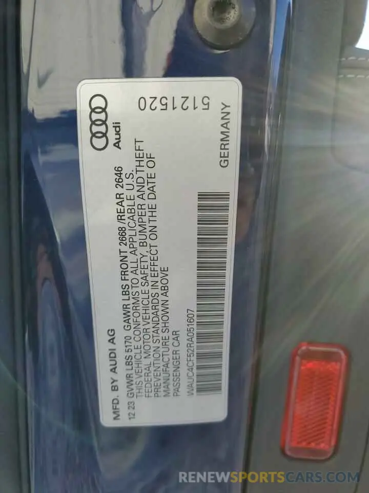 12 Photograph of a damaged car WAUC4CF52RA051607 AUDI S5/RS5 2024