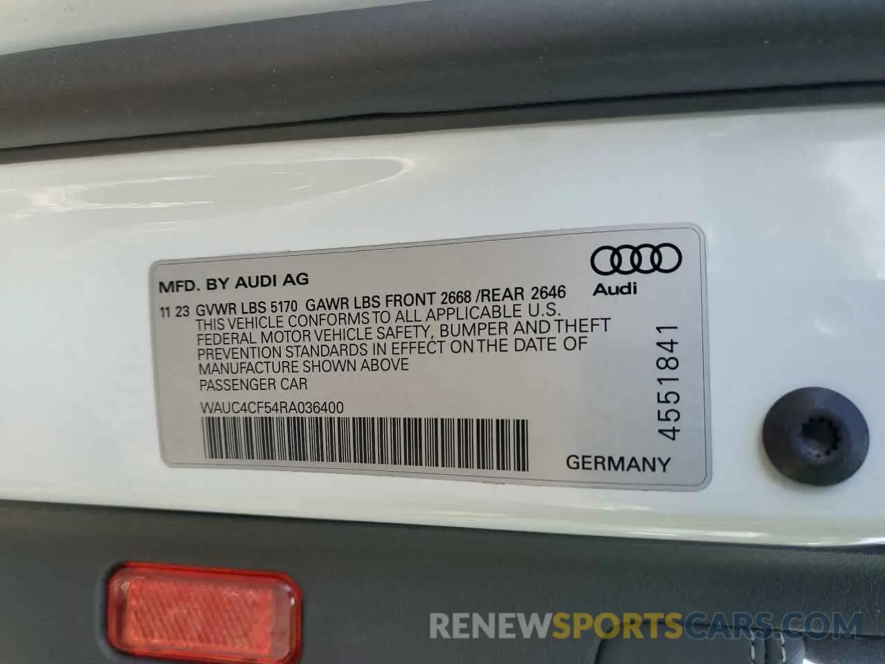 14 Photograph of a damaged car WAUC4CF54RA036400 AUDI S5/RS5 2024