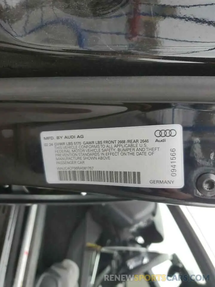 12 Photograph of a damaged car WAUC4CF56RA081757 AUDI S5/RS5 2024