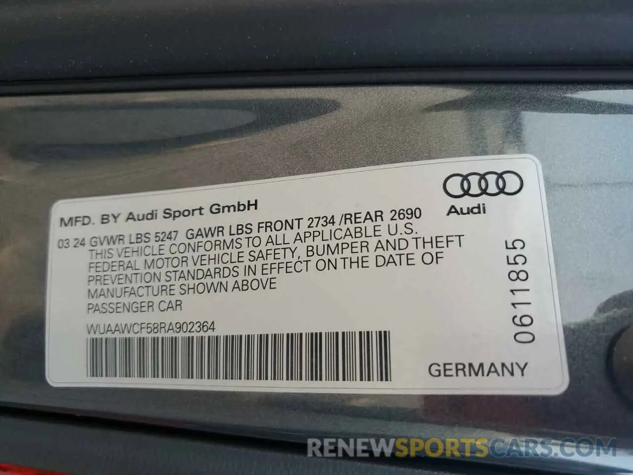 13 Photograph of a damaged car WUAAWCF58RA902364 AUDI S5/RS5 2024