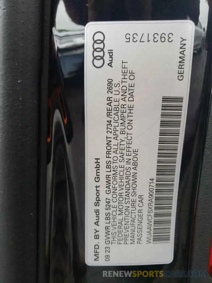 12 Photograph of a damaged car WUAAWCF5XRA900714 AUDI S5/RS5 2024