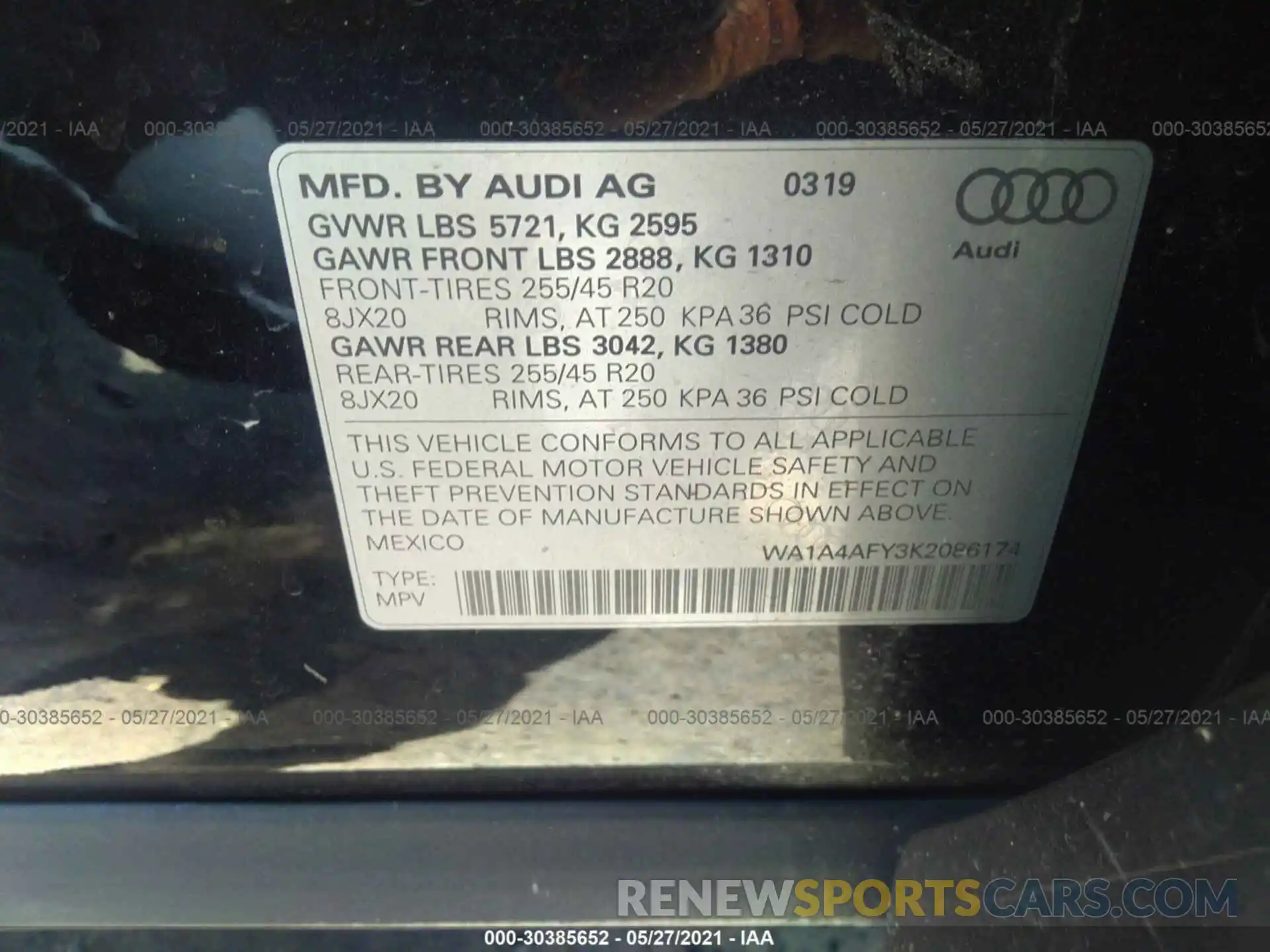 9 Photograph of a damaged car WA1A4AFY3K2086174 AUDI SQ5 2019