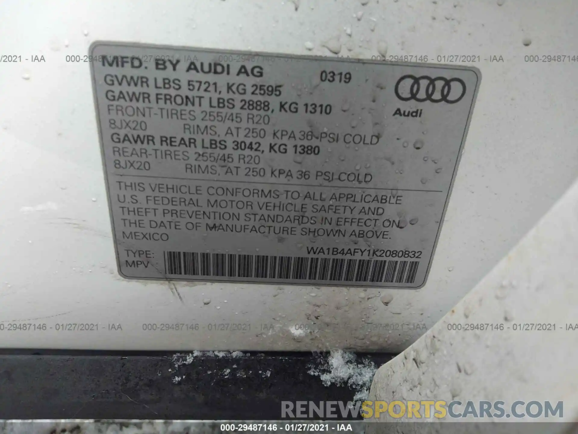 9 Photograph of a damaged car WA1B4AFY1K2080832 AUDI SQ5 2019