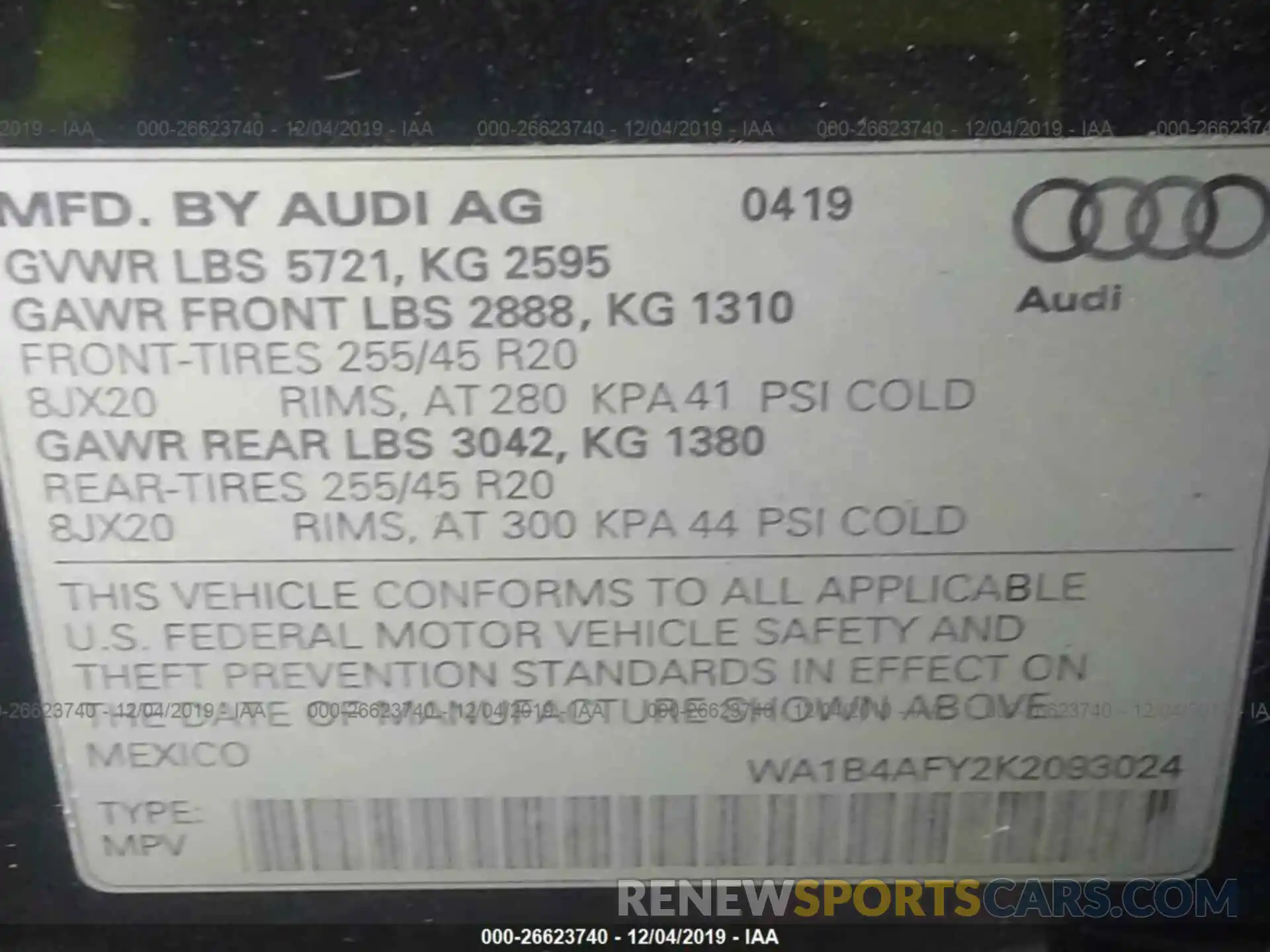 9 Photograph of a damaged car WA1B4AFY2K2093024 AUDI SQ5 2019