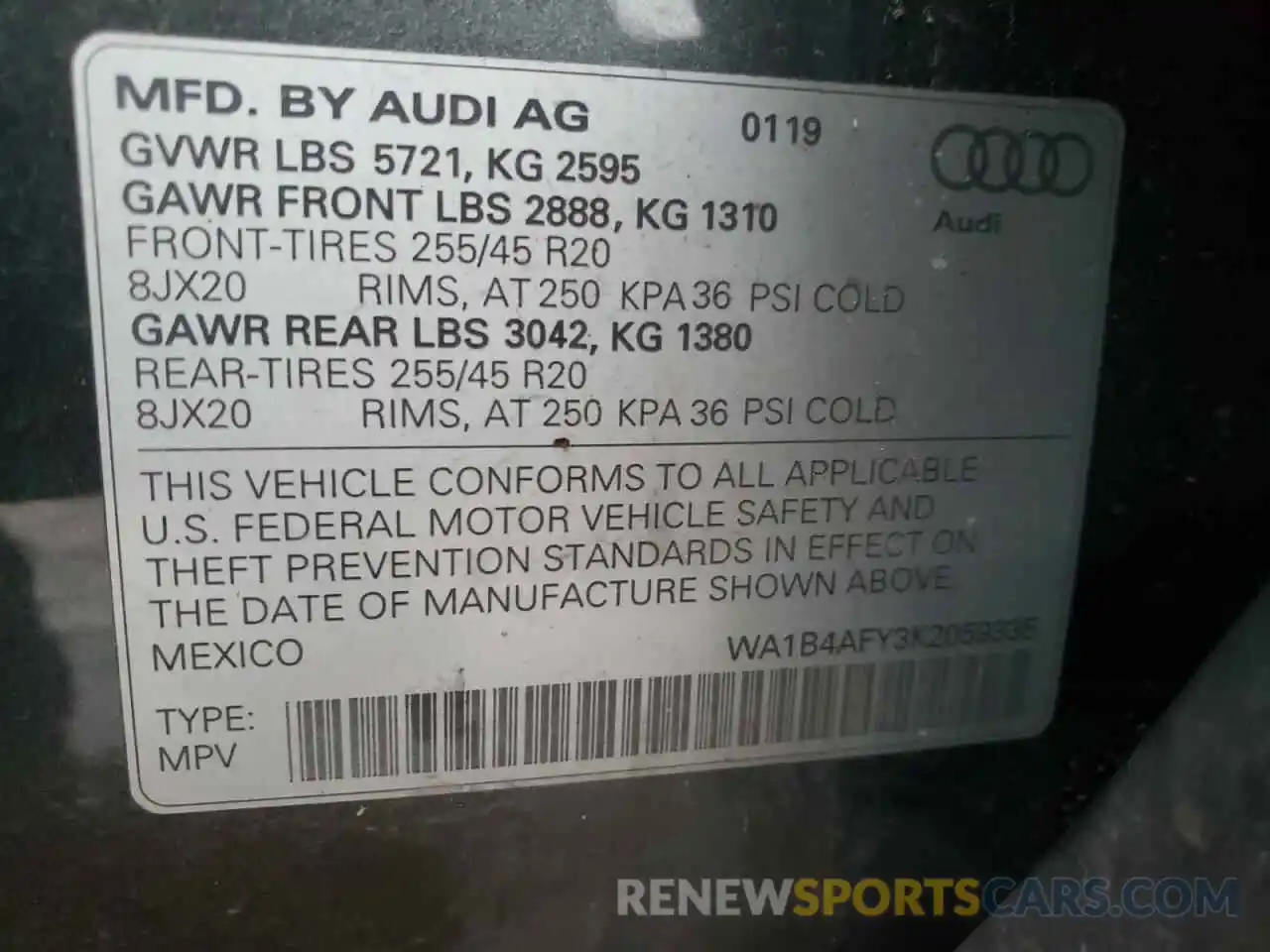 10 Photograph of a damaged car WA1B4AFY3K2059335 AUDI SQ5 2019