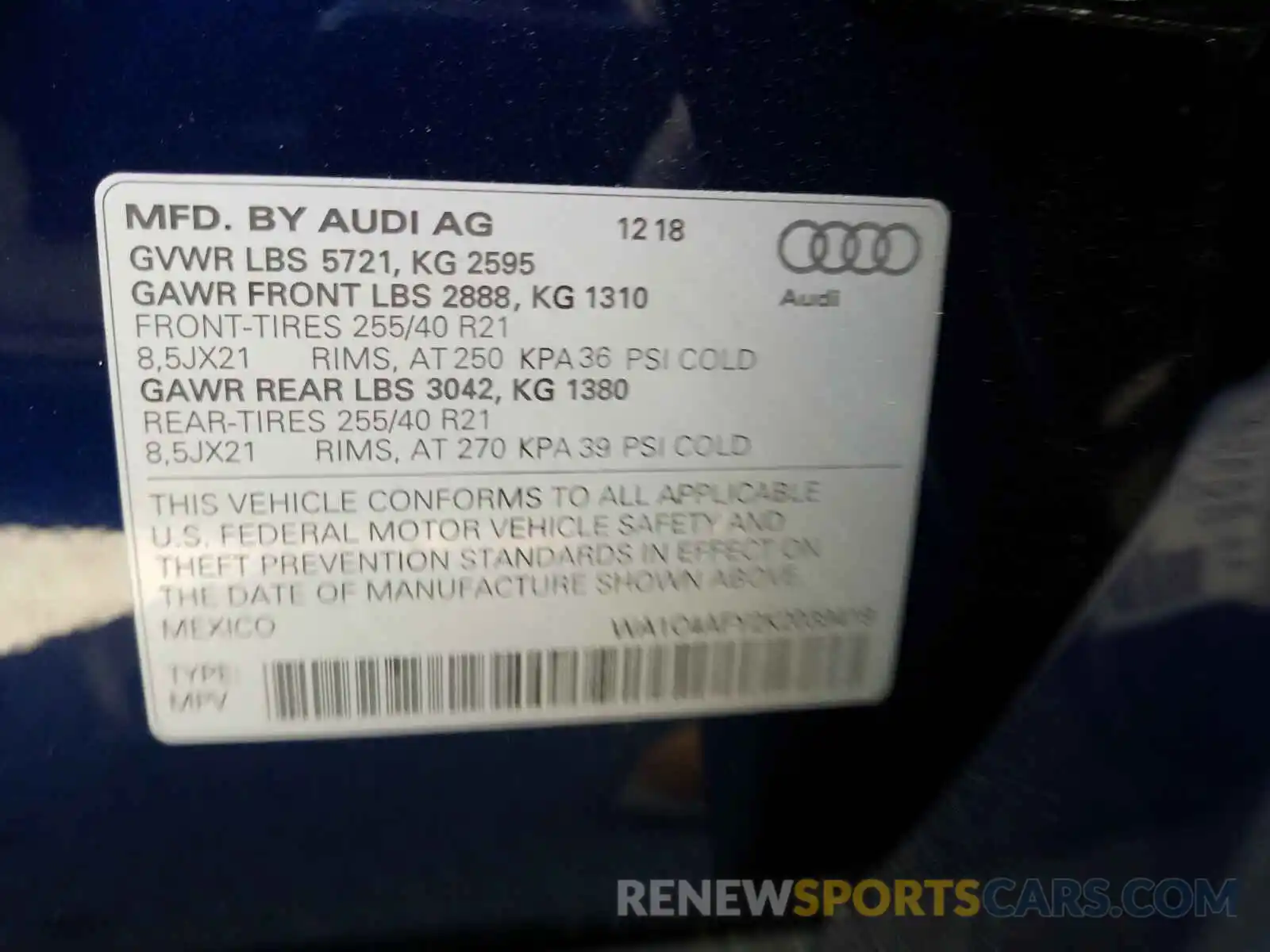 10 Photograph of a damaged car WA1C4AFY2K2039419 AUDI SQ5 2019