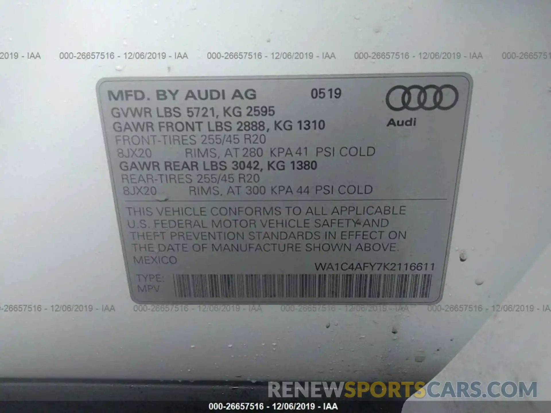 9 Photograph of a damaged car WA1C4AFY7K2116611 AUDI SQ5 2019