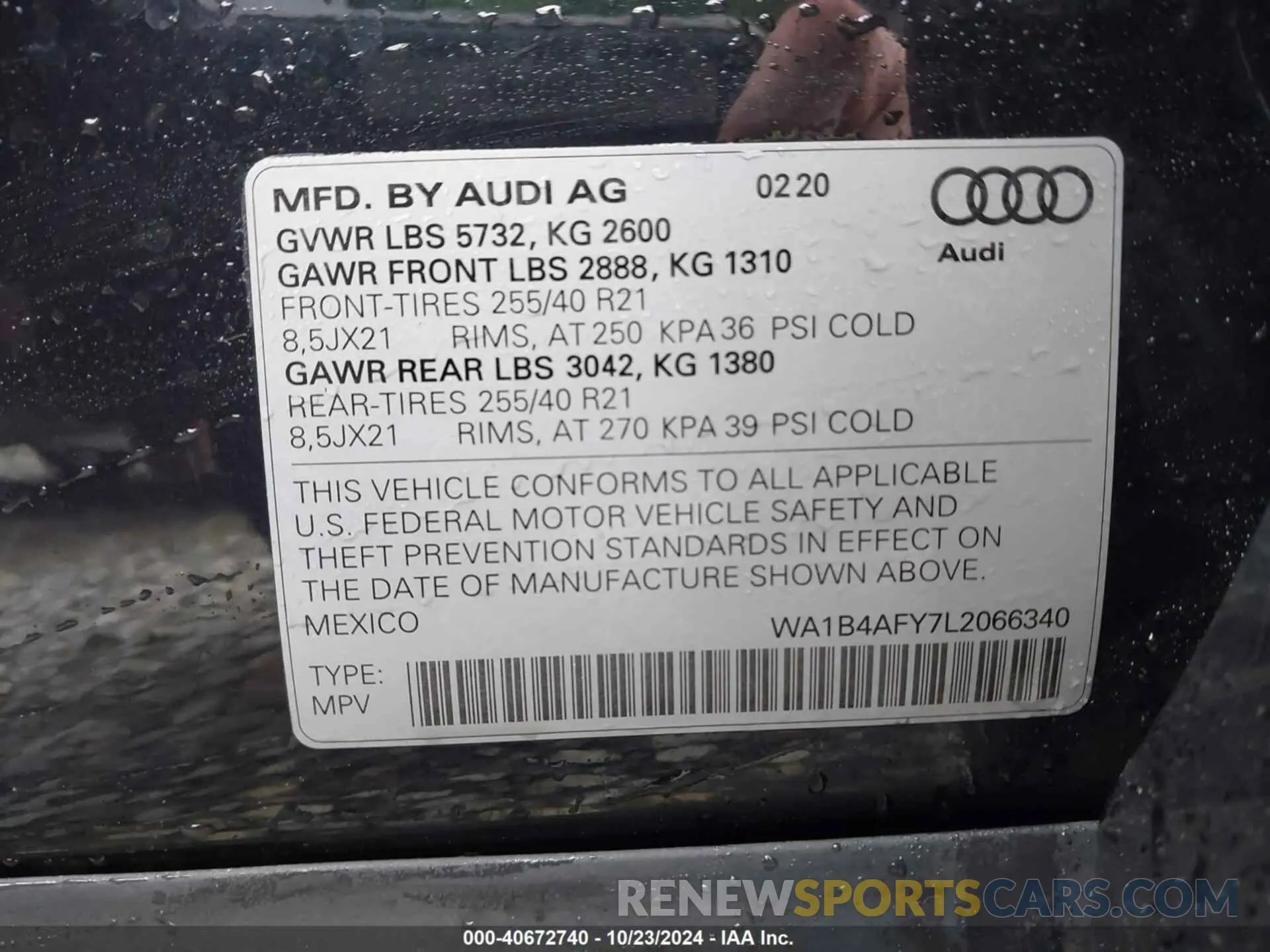 9 Photograph of a damaged car WA1B4AFY7L2066340 AUDI SQ5 2020