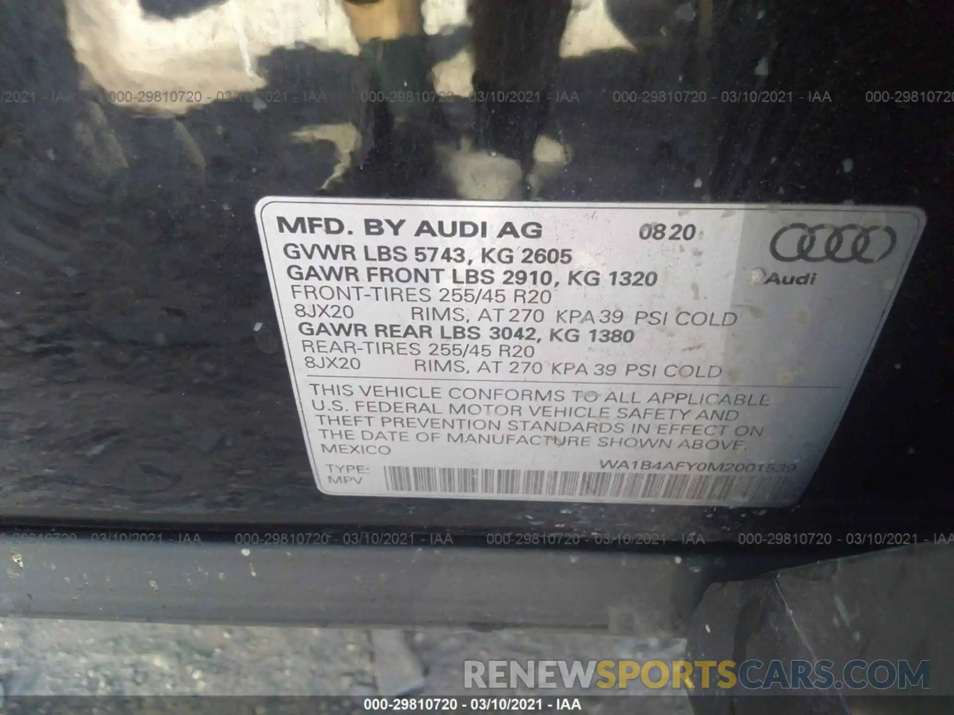 9 Photograph of a damaged car WA1B4AFY0M2001539 AUDI SQ5 2021