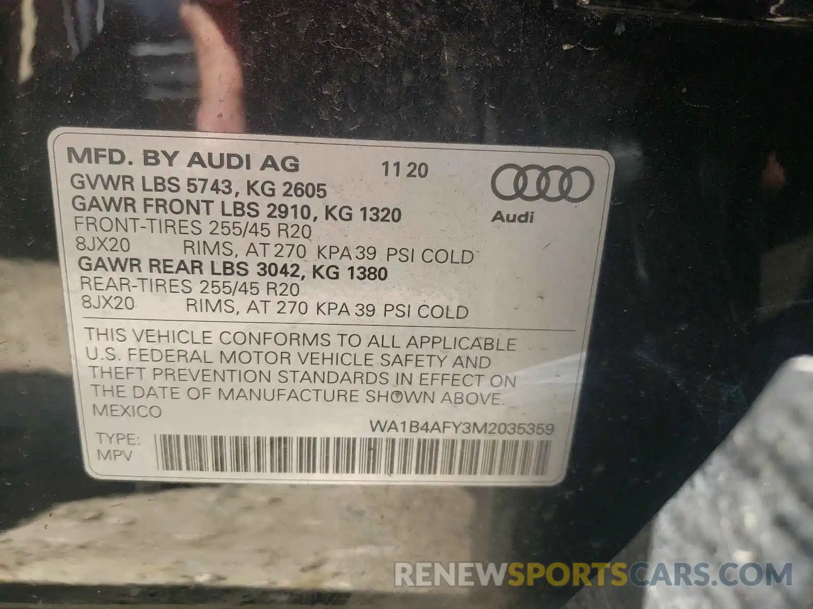 10 Photograph of a damaged car WA1B4AFY3M2035359 AUDI SQ5 2021