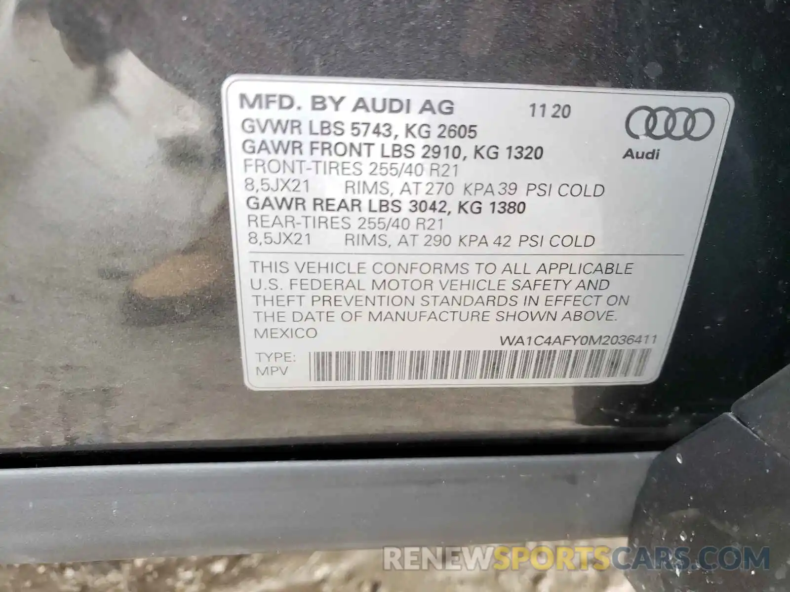 10 Photograph of a damaged car WA1C4AFY0M2036411 AUDI SQ5 2021