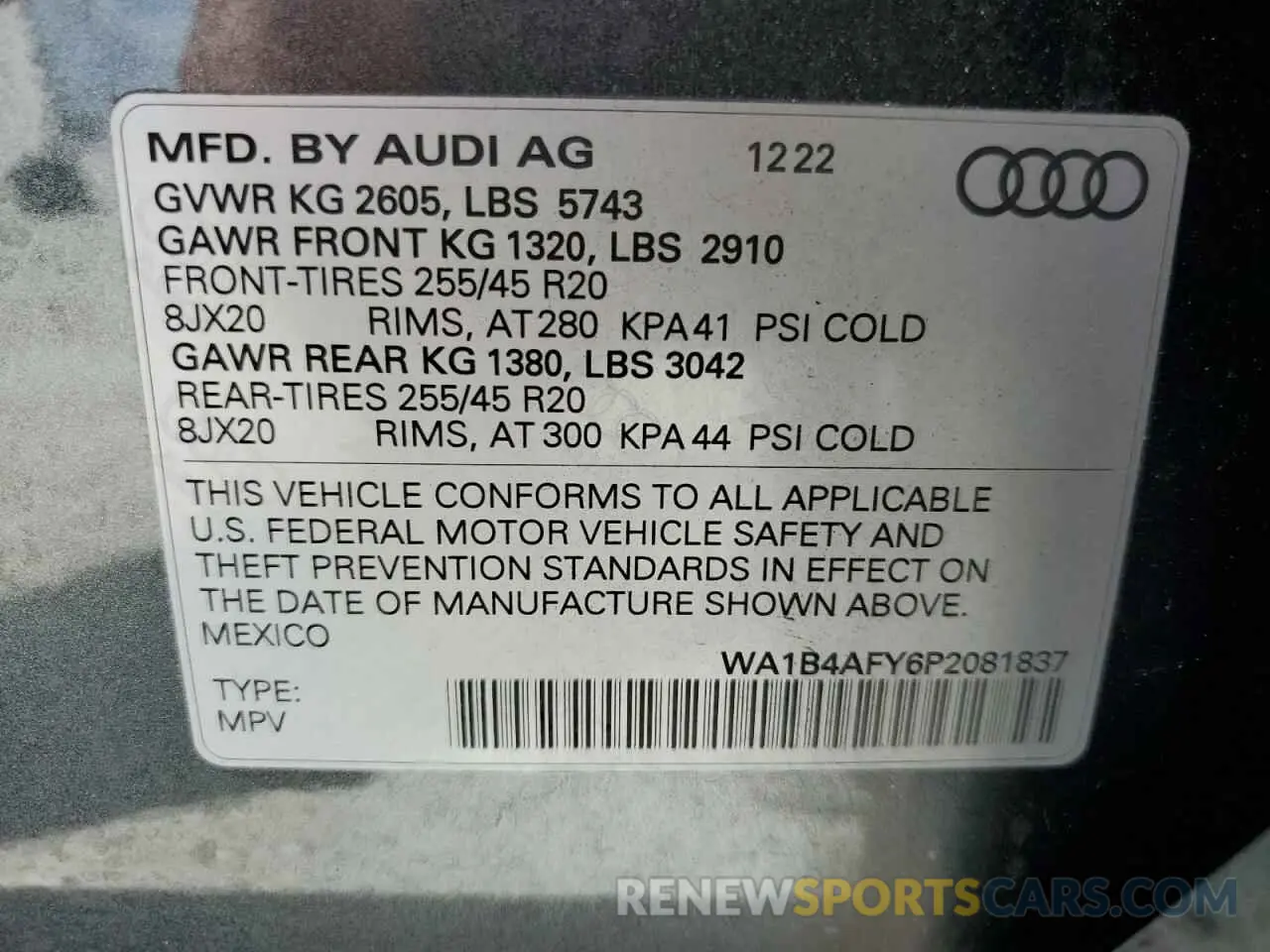 14 Photograph of a damaged car WA1B4AFY6P2081837 AUDI SQ5 2023