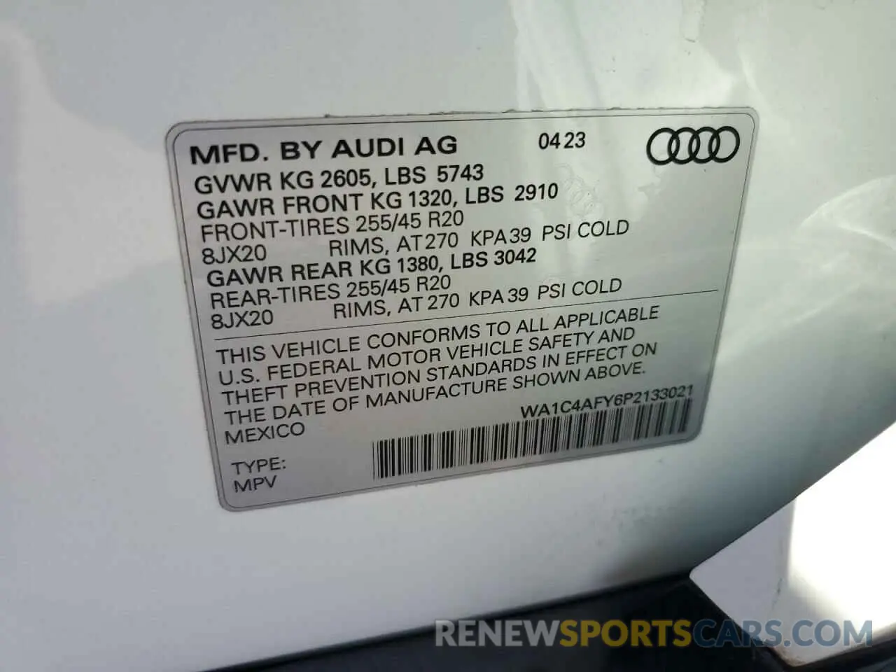 14 Photograph of a damaged car WA1C4AFY6P2133021 AUDI SQ5 2023