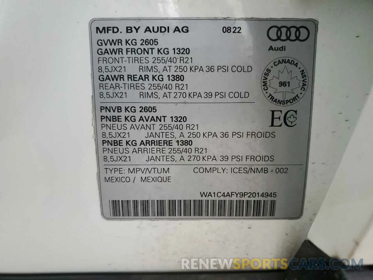 13 Photograph of a damaged car WA1C4AFY9P2014945 AUDI SQ5 2023