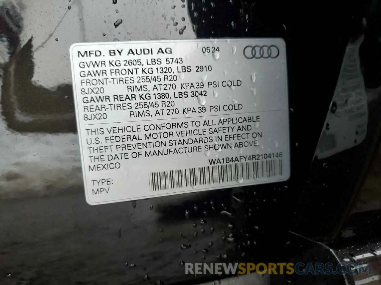 14 Photograph of a damaged car WA1B4AFY4R2104146 AUDI SQ5 2024