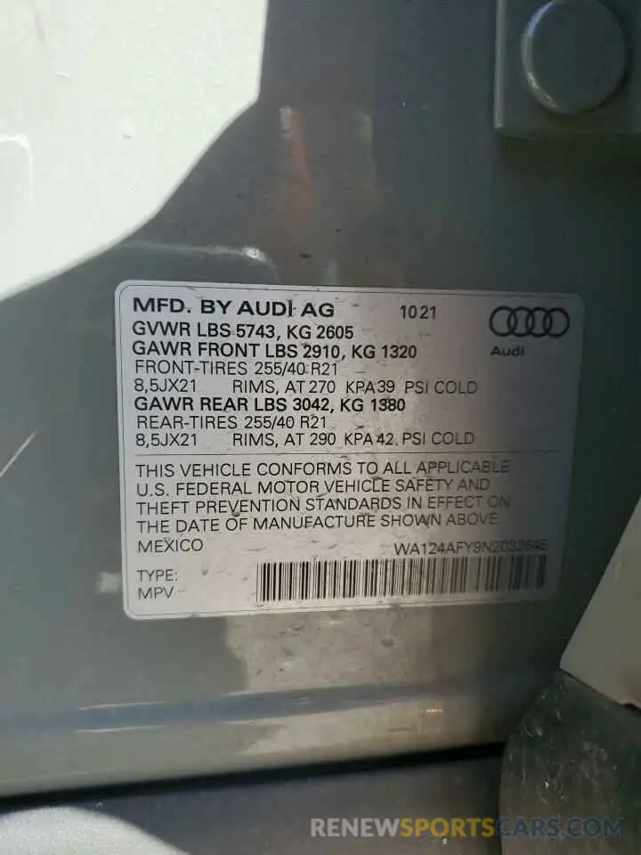 14 Photograph of a damaged car WA124AFY9N2032645 AUDI SQ5 SPORTB 2022