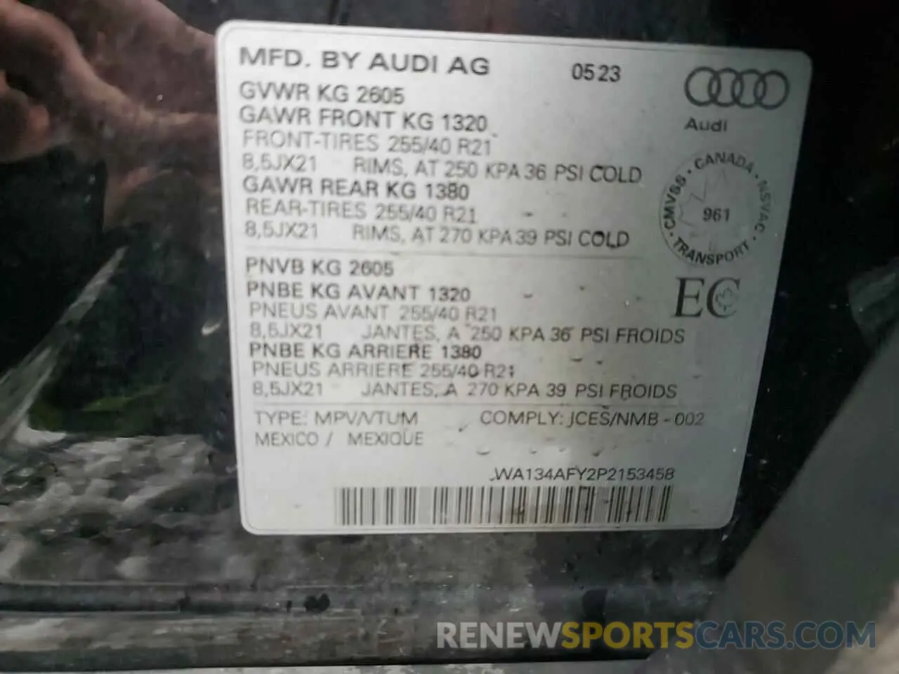 13 Photograph of a damaged car WA134AFY2P2153458 AUDI SQ5 SPORTB 2023
