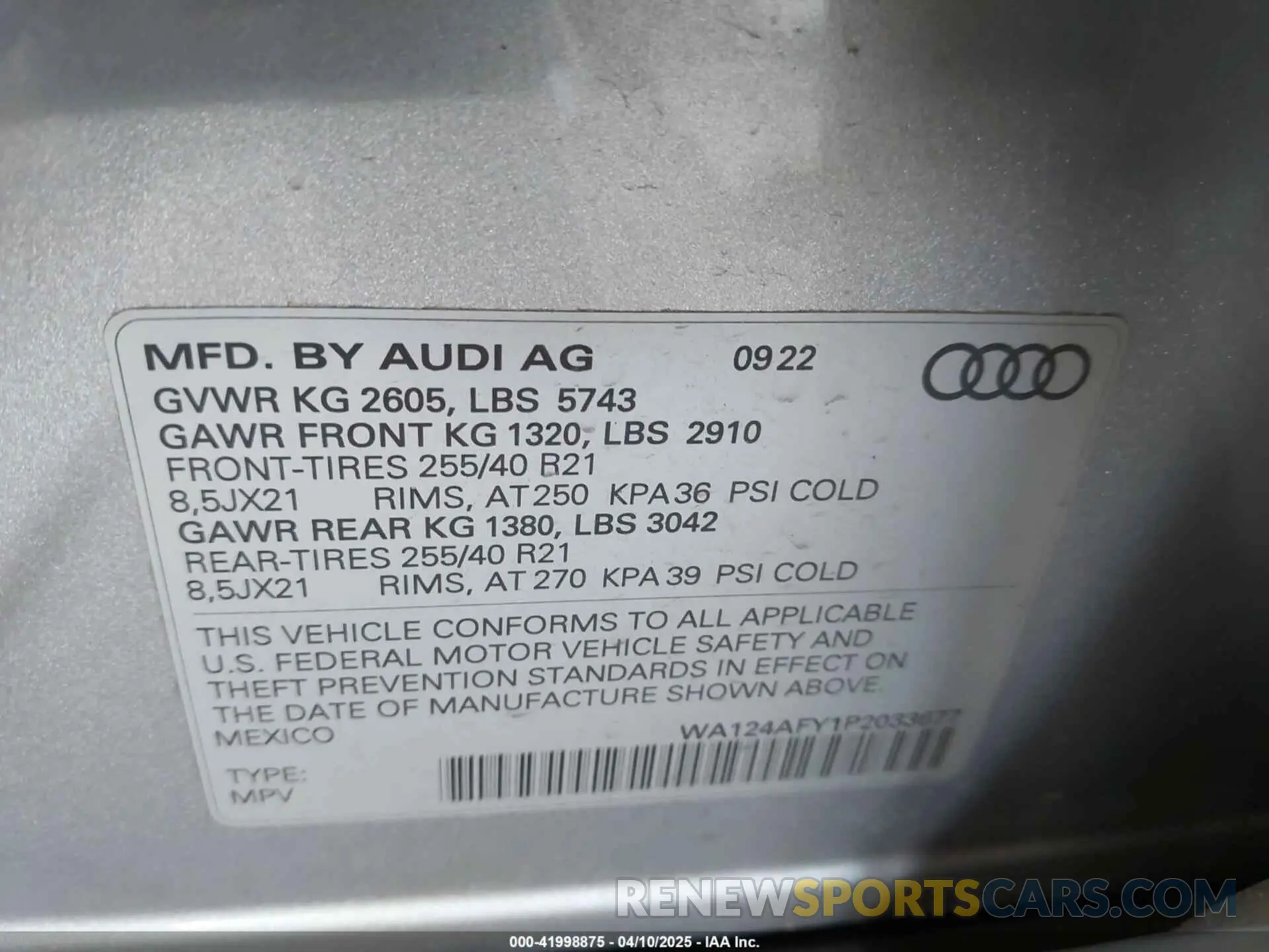 9 Photograph of a damaged car WA124AFY1P2033677 AUDI SQ5 SPORTBACK 2023