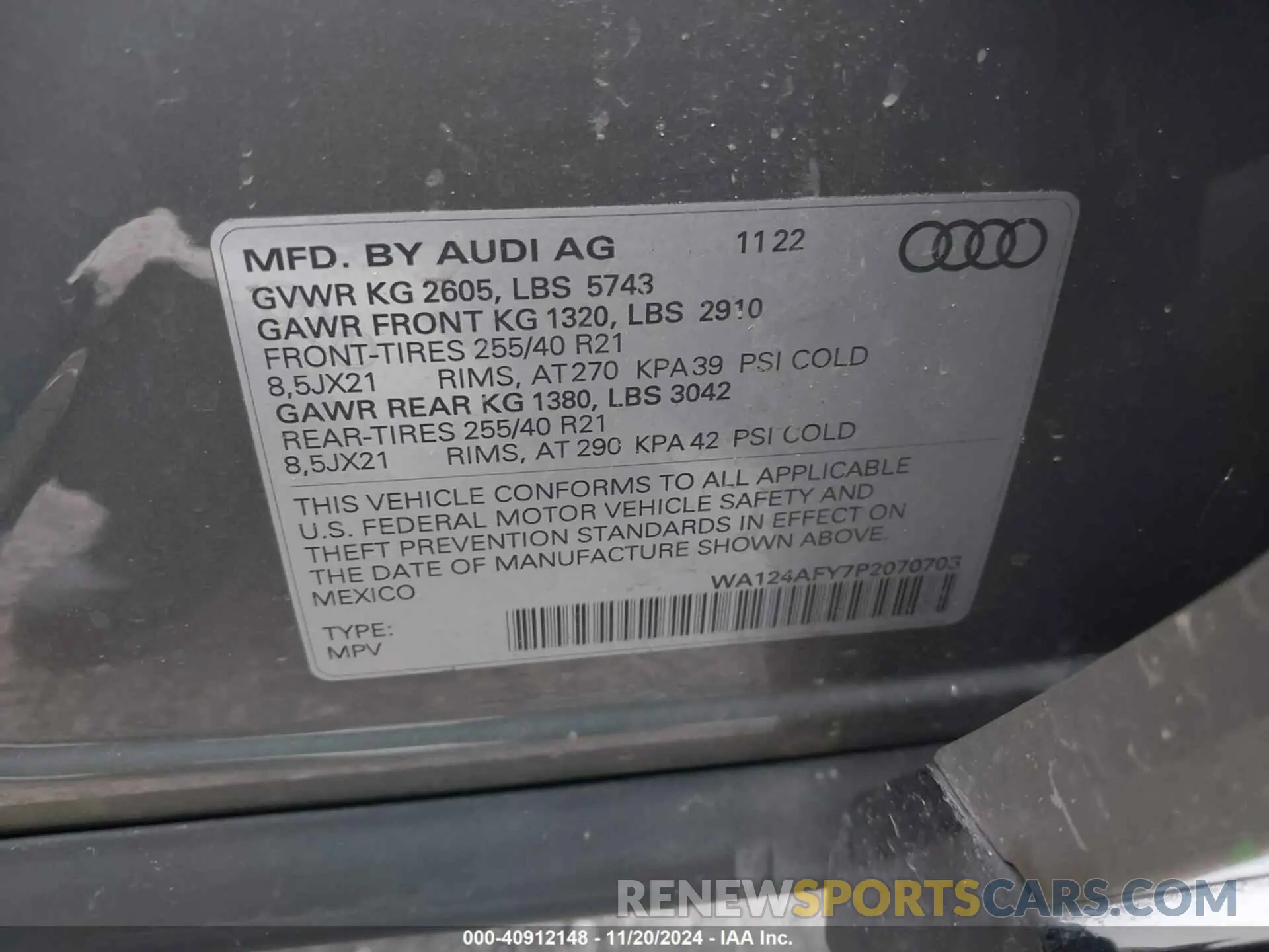 9 Photograph of a damaged car WA124AFY7P2070703 AUDI SQ5 SPORTBACK 2023