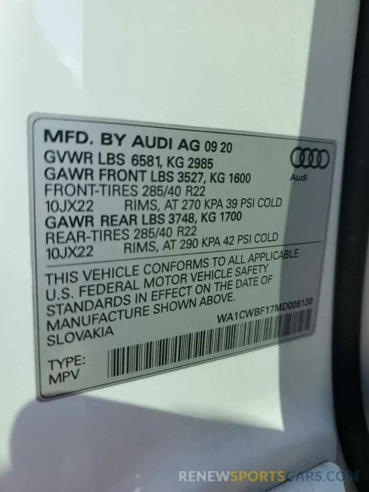 14 Photograph of a damaged car WA1CWBF17MD008130 AUDI SQ8 2021