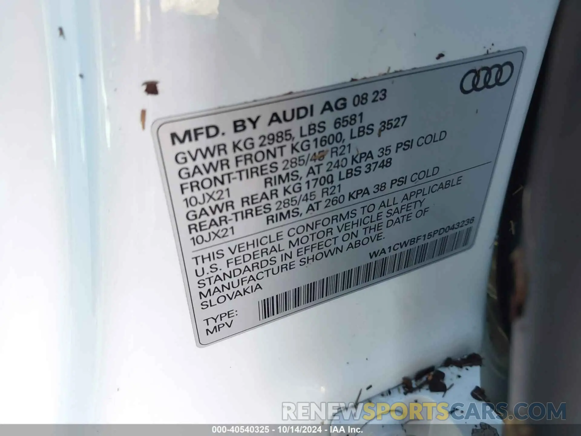 9 Photograph of a damaged car WA1CWBF15PD043236 AUDI SQ8 2023