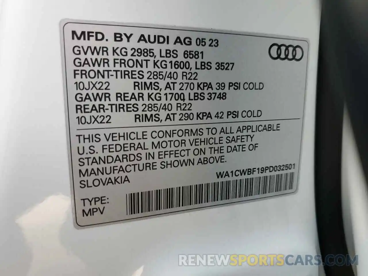 13 Photograph of a damaged car WA1CWBF19PD032501 AUDI SQ8 2023