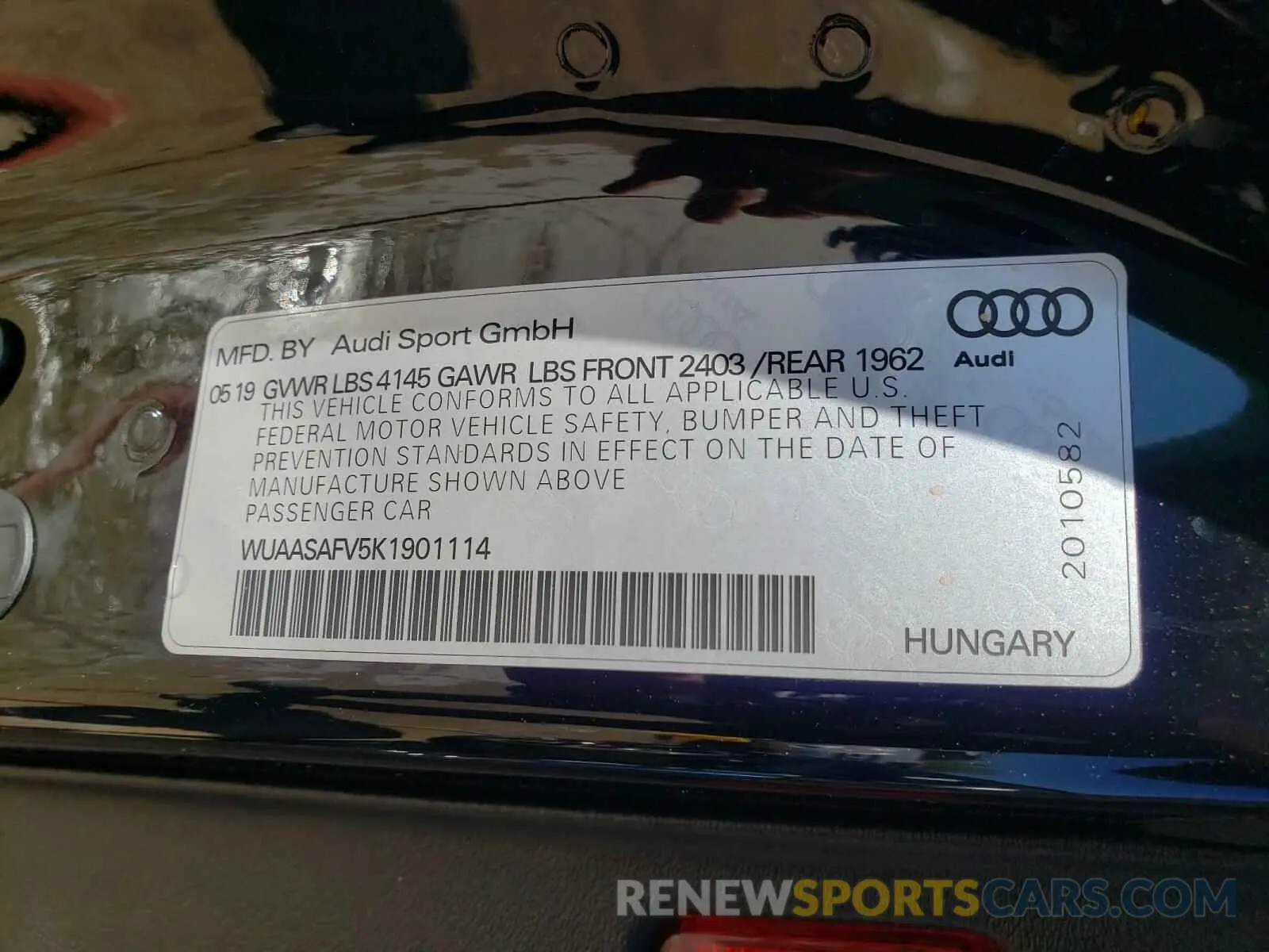 10 Photograph of a damaged car WUAASAFV5K1901114 AUDI TT 2019
