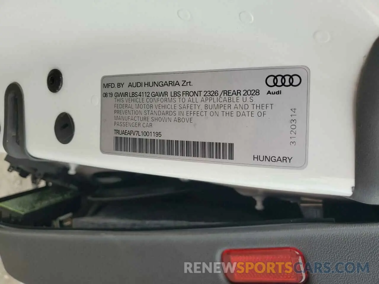 12 Photograph of a damaged car TRUAEAFV7L1001195 AUDI TT 2020