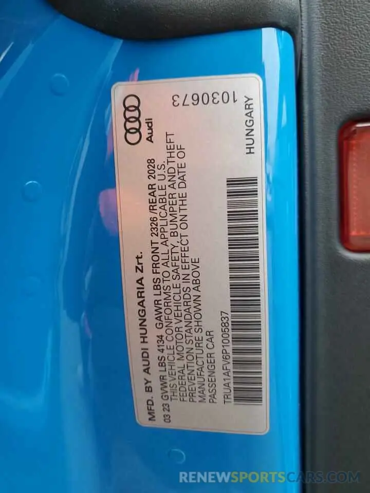 13 Photograph of a damaged car TRUA1AFV6P1005837 AUDI TTS 2023