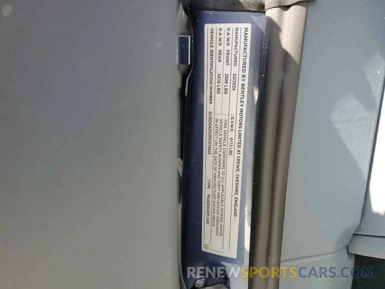 12 Photograph of a damaged car SCBDG4ZG5RC015435 BENTLEY CONTINENTA 2024
