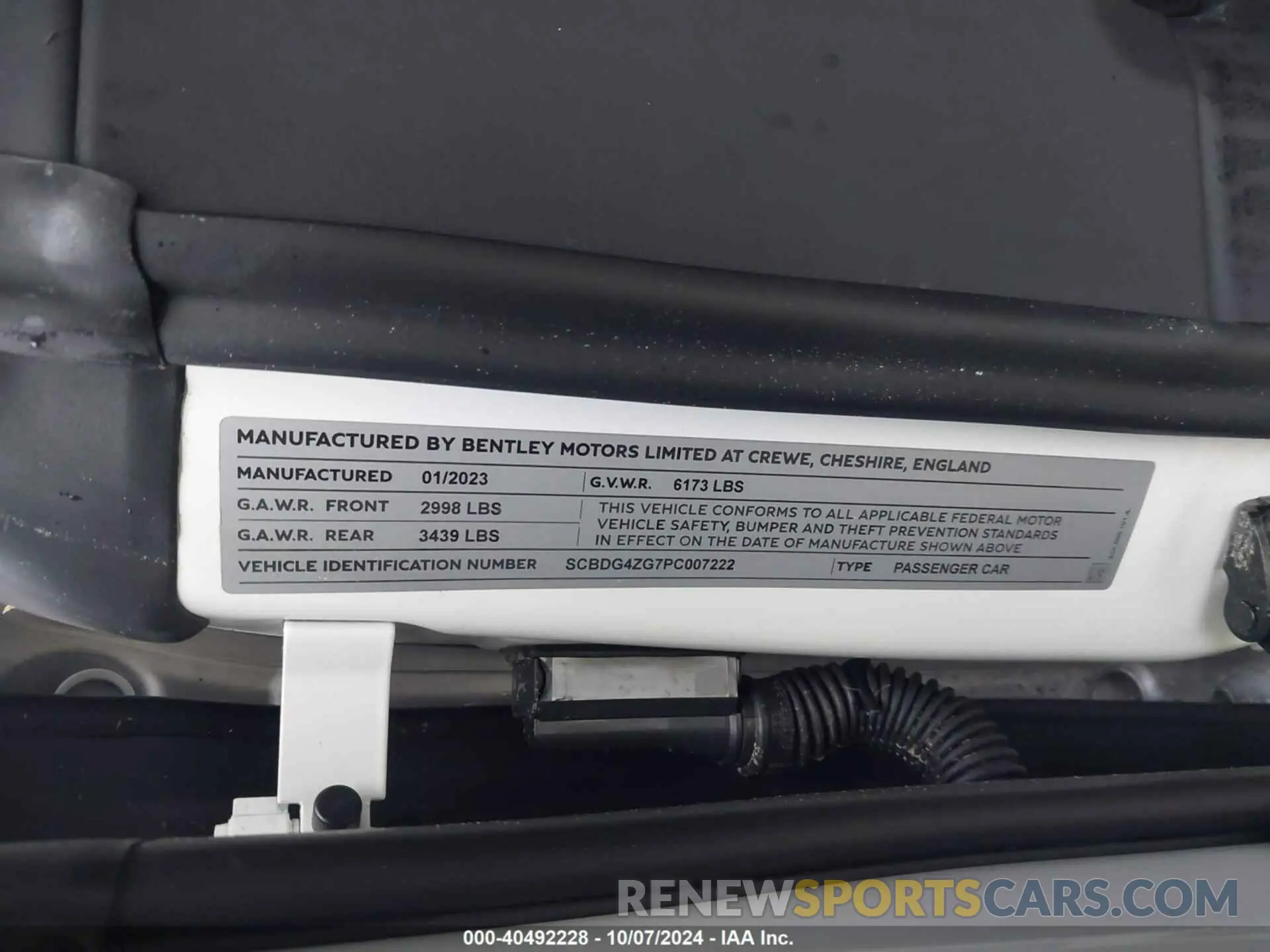 9 Photograph of a damaged car SCBDG4ZG7PC007222 BENTLEY CONTINENTAL GT 2023