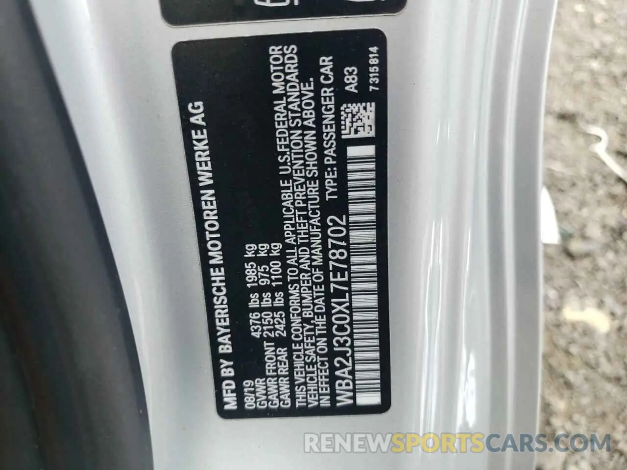 12 Photograph of a damaged car WBA2J3C0XL7E78702 BMW 2 SERIES 2020