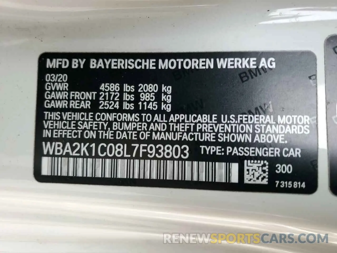 12 Photograph of a damaged car WBA2K1C08L7F93803 BMW 2 SERIES 2020