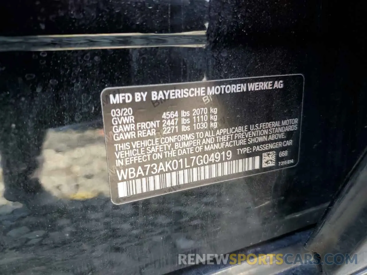 12 Photograph of a damaged car WBA73AK01L7G04919 BMW 2 SERIES 2020